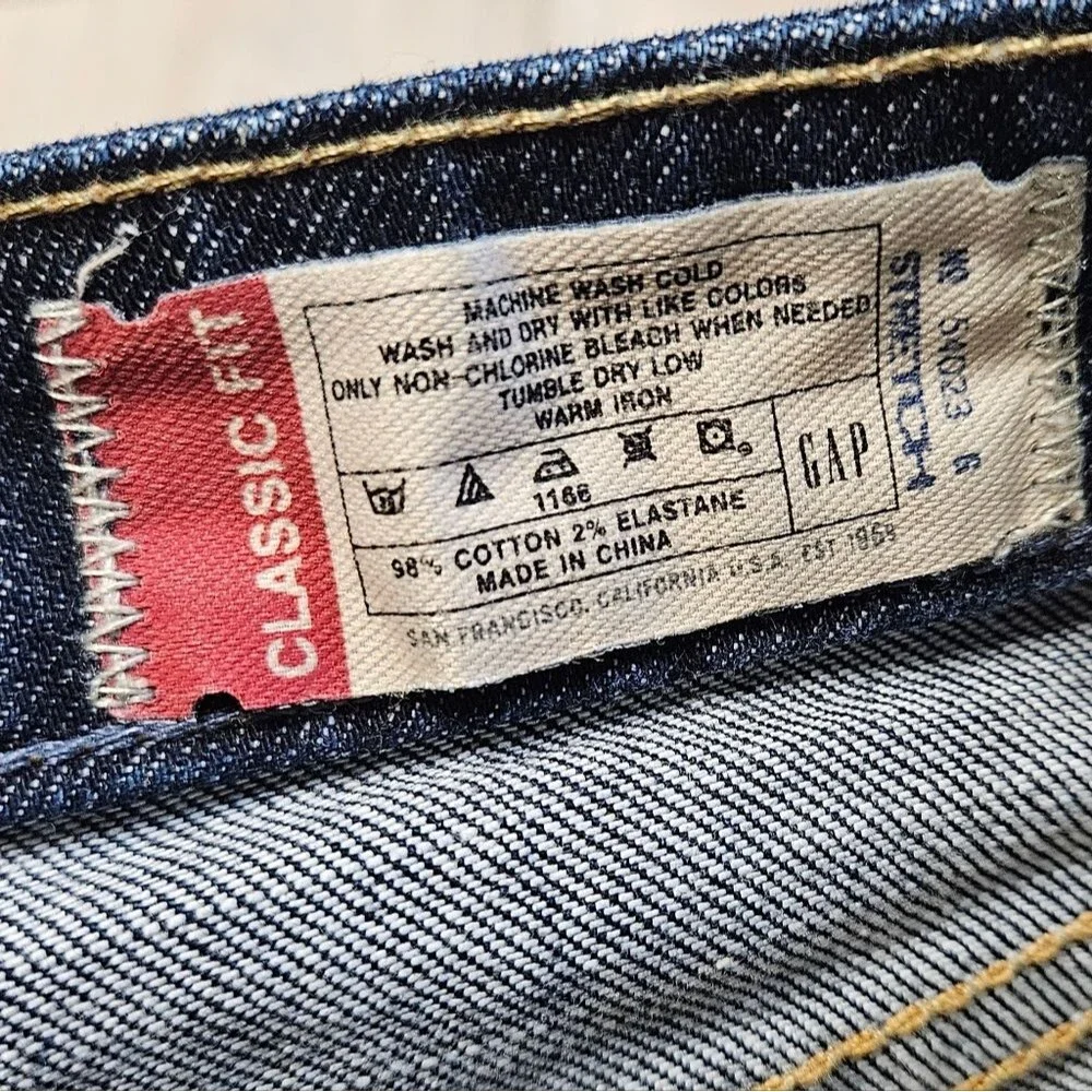 Gap 1969 Classic Fit Straight Leg Denim Jeans Dark Wash Relaxed  Women's 8 Long